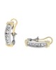 Diamond Omega Back Earrings in White and Yellow Gold